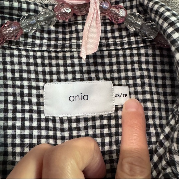 Onia Kaylee black white Gingham Shirt Dress swimsuit Cover-up - Picture 4 of 11